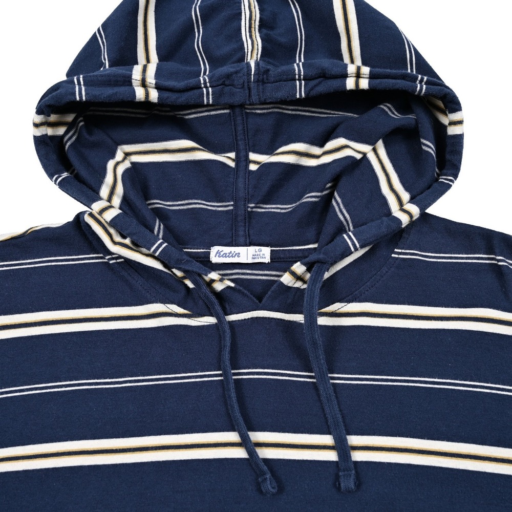 Katin Jersey Knit Cotton Hooded Long Sleeve Striped Mens Large Beach Preppy Surf